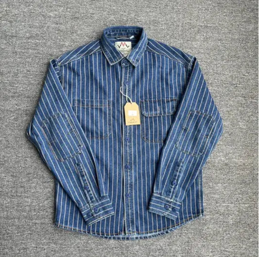 Chaqueta vaquera retro a rayas para hombre Skinluminova