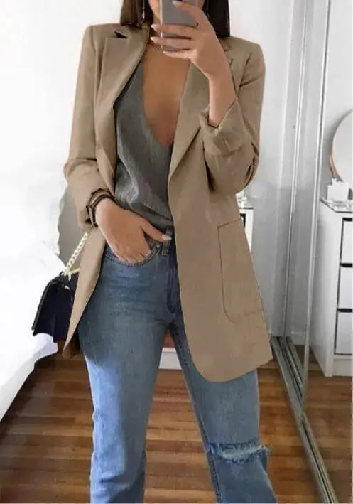 Blazer tipo cárdigan ajustado con temperamento - Skinluminova