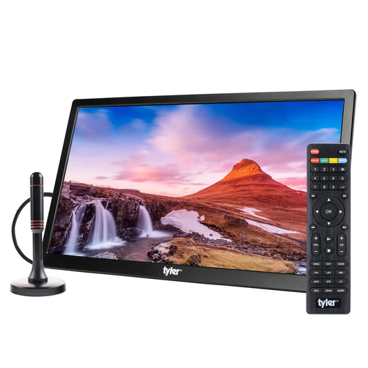 Monitor LCD portátil Tyler de 13" con batería, función inalámbrica, HD-TV, HDMI, ranura SD, USB, RCA, CA/CC, radio FM, cargador para auto, control remoto para auto y viajes. Skinluminova