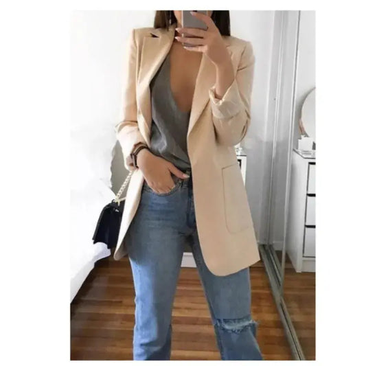 Blazer tipo cárdigan ajustado con temperamento - Skinluminova
