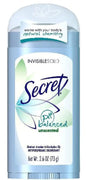 Desodorante antitranspirante sólido Secret Invisible blanco sin perfume, 2.6 onzas Skinluminova