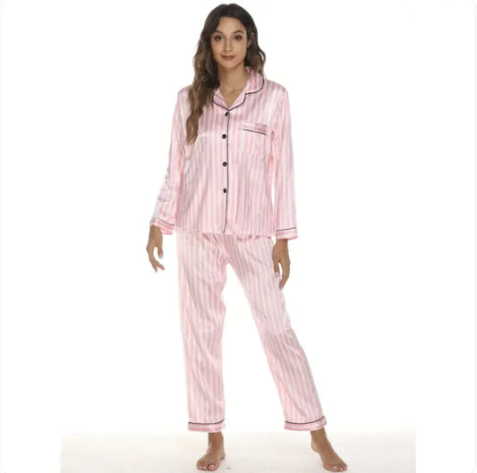 Conjunto de pijama de dos piezas de satén elástico para mujer Skinluminova
