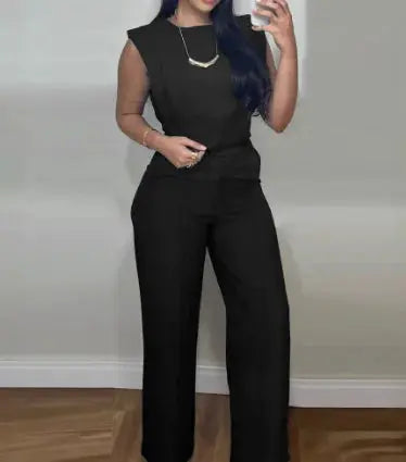 Traje informal de mujer con top corto y pantalón recto Skinluminova
