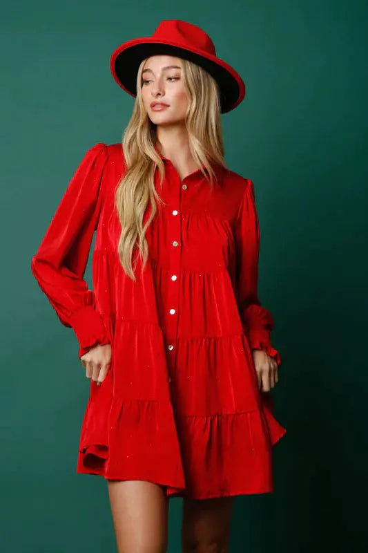 Vestido camisero holgado de color liso Skinluminova