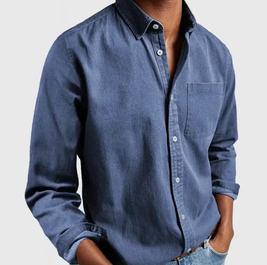 Camisa de solapa de manga larga para hombre Skinluminova