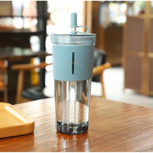 Vaso de plástico portátil de gran capacidad para estudiantes, de doble capa y para exteriores Skinluminova