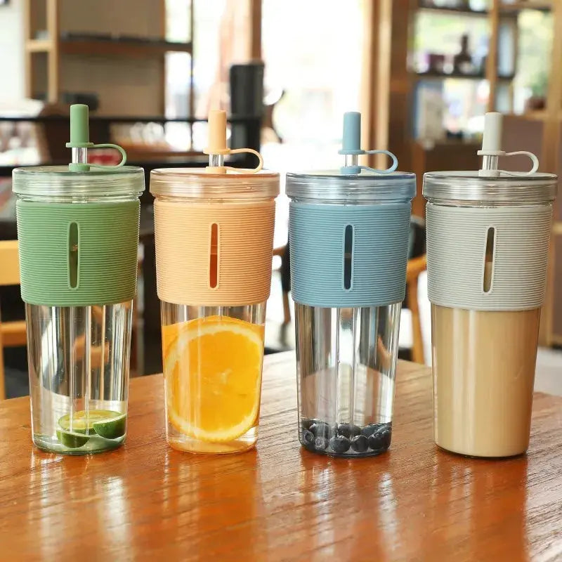 Vaso de plástico portátil de gran capacidad para estudiantes, de doble capa y para exteriores Skinluminova
