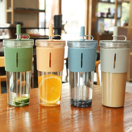 Vaso de plástico portátil de gran capacidad para estudiantes, de doble capa y para exteriores Skinluminova