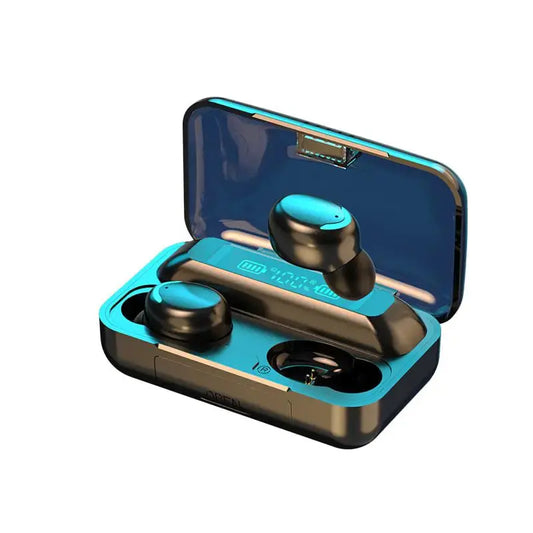 Auriculares BMHOLU TWS Bluetooth 5.0 con estuche de carga, resistencia al agua IPX8, 48 horas de reproducción, micrófono dual, controladores de 10 mm, pantalla LED, controles táctiles para iPhone y Android - Skinluminova
