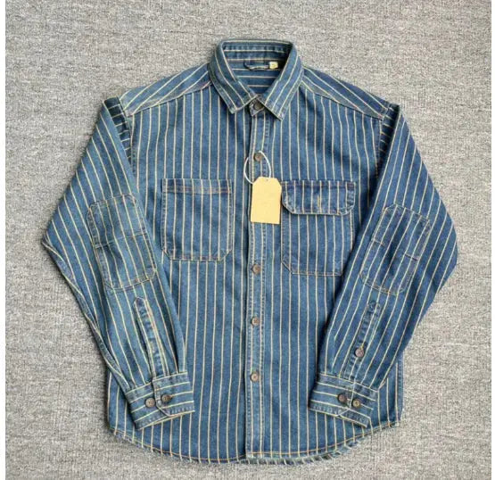 Chaqueta vaquera retro a rayas para hombre Skinluminova