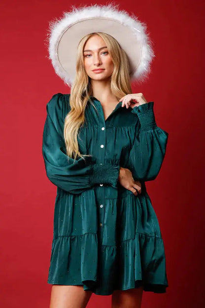 Vestido camisero holgado de color liso Skinluminova