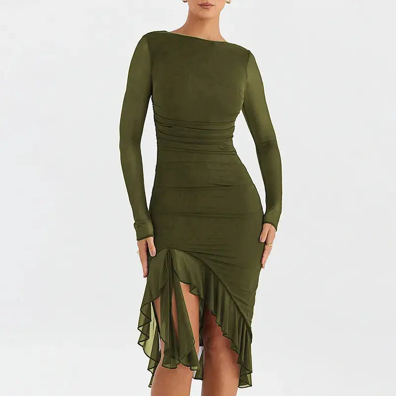Vestido tubo sin espalda con costuras de malla Skinluminova