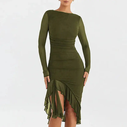 Vestido tubo sin espalda con costuras de malla Skinluminova