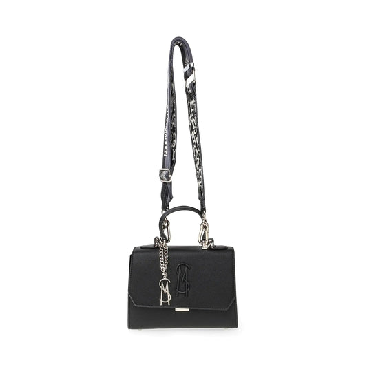 Bolso bandolera con asa superior LATTUCA de Steve Madden, color negro Skinluminova