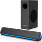 Barra de sonido para TV Passau, estéreo HiFi de 2.1 canales, pequeña barra de sonido con graves profundos, conexión Bluetooth/AUX/HDMI(ARC) para TV, escritorio, monitor, PC, teléfonos, tabletas. - Skinluminova