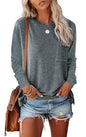 Camiseta Casual de Manga Larga con Bolsillo Dividido Skinluminova